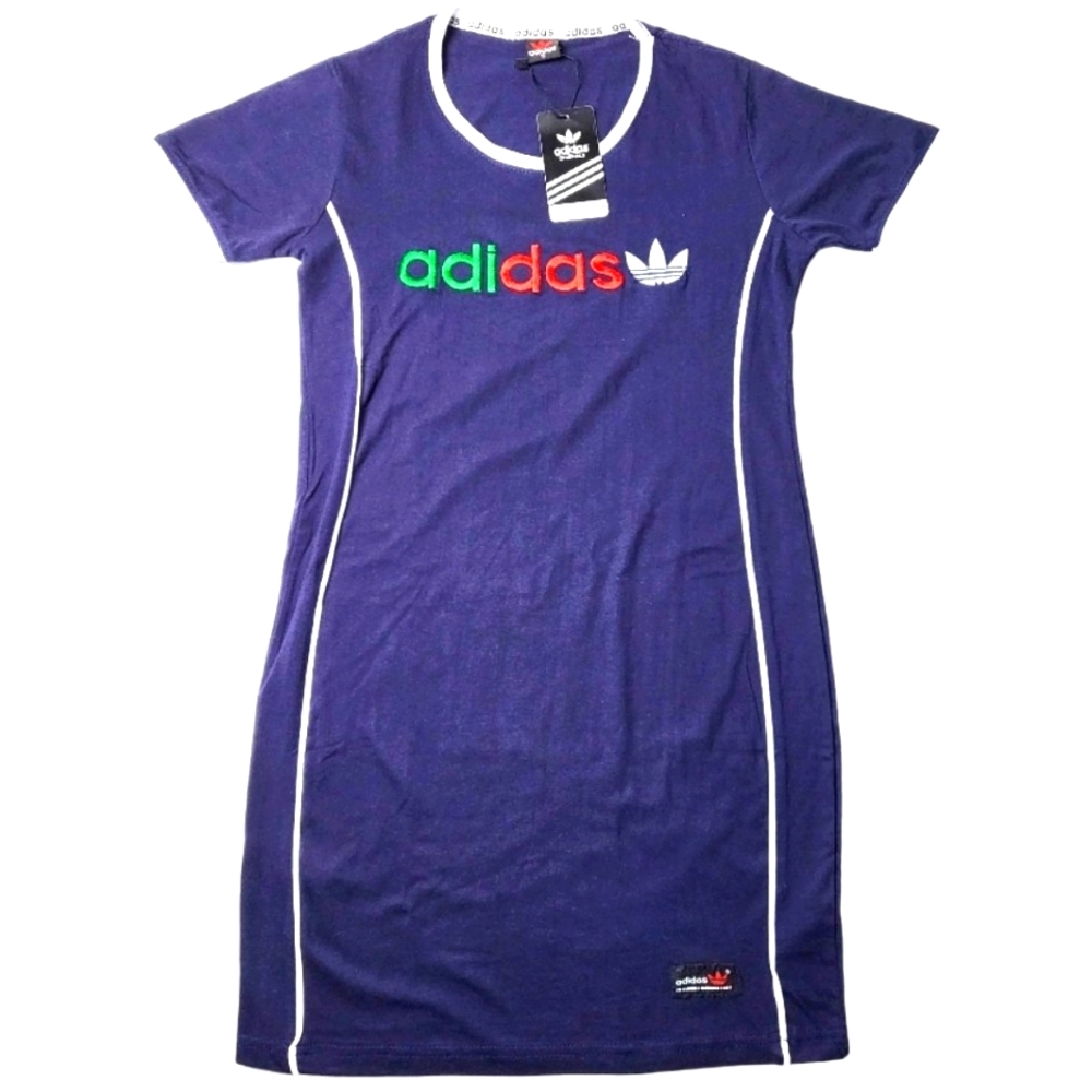 NWT Vintage 90s y2k Adidas T-Shirt Dress Blue Size Small